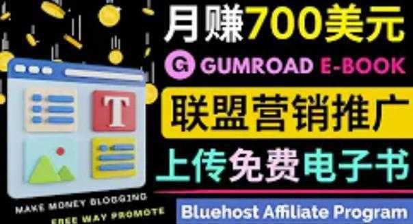 通过虚拟商品交易平台Gumroad,发布免费电子书,并推广自己的联盟营销链接赚钱