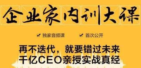 企业家内训大课,未来企业必学经验,价值1299元