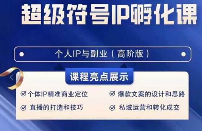 超级符号IP孵化高阶课,建立流量思维底层逻辑,打造属于自己IP