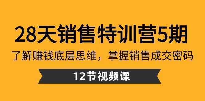 28天销售特训营5期:了解赚钱底层思维,掌握销售成交密码