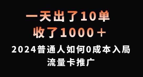 一天出了10单,收了1000+,2024普通人如何0成本入局流量卡推广【揭秘】