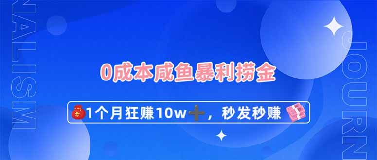 0成本闲鱼暴利捞金,1个月狂赚10W+,秒发秒赚新玩法